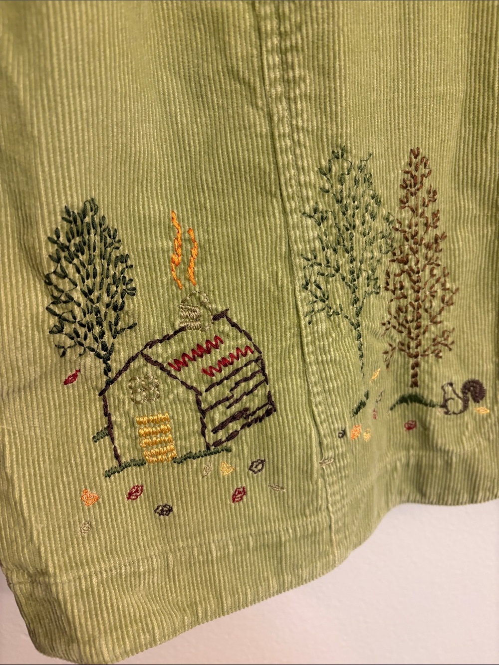 Christopher and banks Corduroy Embroidered Green Sleeveless vest - Picture 2 of 9
